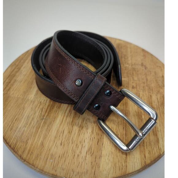 Ariat Mens 42 Belt Triple Stitch Brown Leather A10004630 Roller Buckle Western - Picture 1 of 8